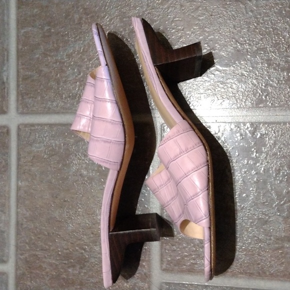 BY FAR Pastel lilac Purple croc print embossed leather square toe Sandal size 37 - Picture 6 of 10